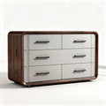 Commode en bois avec trois tiroirs de rangement en mélaminé gris 120 x 50 x 75cm