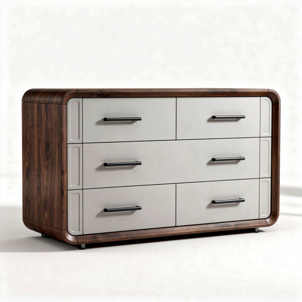 Commode en bois avec trois tiroirs de rangement en mélaminé gris 120 x 50 x 75cm