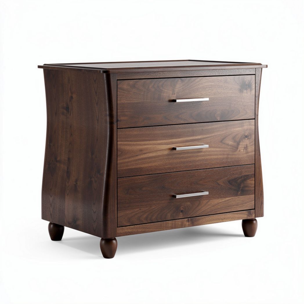 Commode en bois de noyer avec trois tiroirs dimension 60 x 40 x 70cm