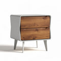 Table de chevet en bois couleur chêne et métal gris 50 x 40 x 45cm
