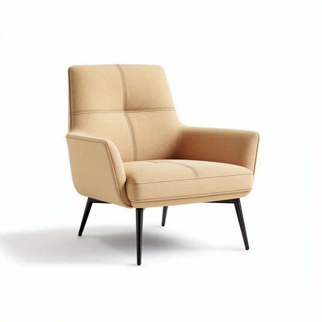 Fauteuil beige en tissu 75 x 80 x 90cm pour salon moderne