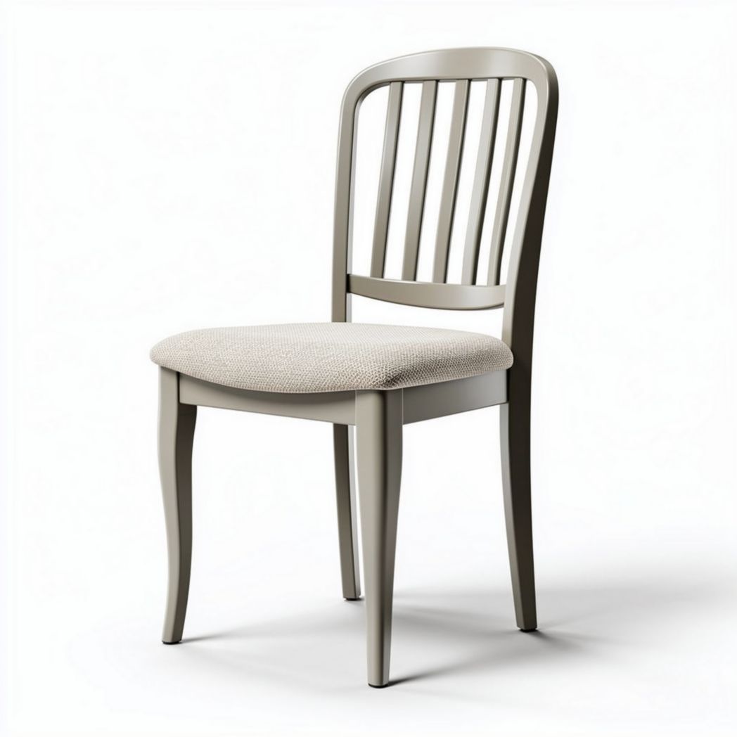Chaise en bois avec assise en tissu beige dimensions 45 x 50 x 90cm
