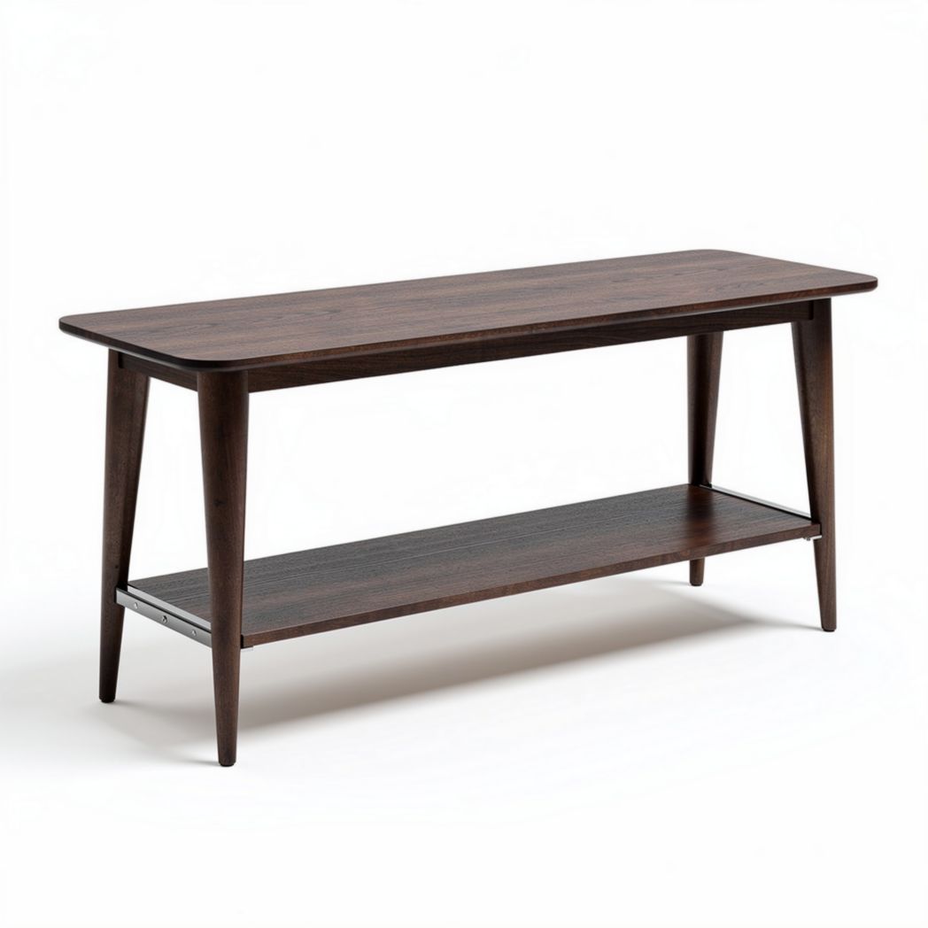 Table basse en bois foncé avec étagère en dessous 120 x 40 x 75cm