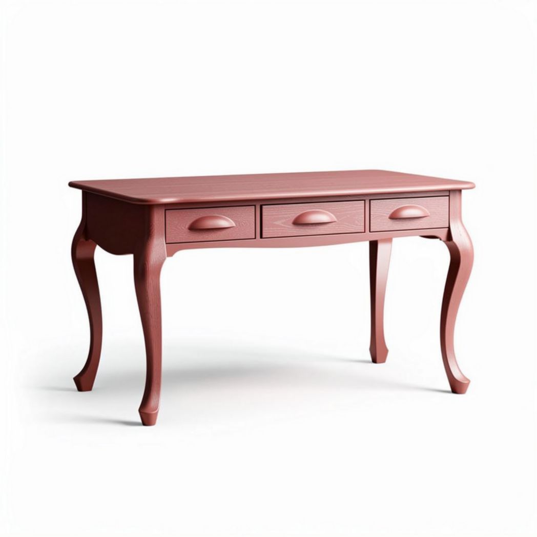 Table en bois avec trois tiroirs dimensions 120 x 60 x 75cm couleur rose
