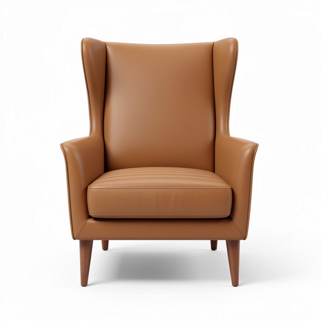 Fauteuil en cuir marron avec accoudoirs dimensions 80 x 85 x 100cm