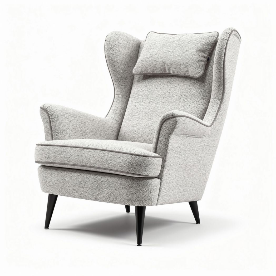 Fauteuil en tissu gris clair avec coussin intégré dimensions 80 x 85 x 100cm
