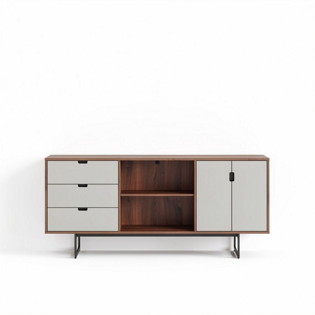 Meuble de rangement en bois avec 3 tiroirs et 1 porte dimensions 120 x 40 x 80cm
