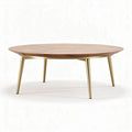 Table basse ronde en bois avec pieds en métal doré 100 x 100 x 40cm